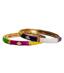 Pair of Stone Studded Laquered Metal Bangles