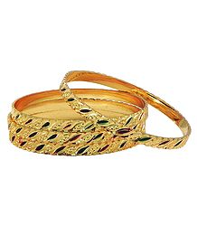Set of 4 Meenakari Gold Plated Churi