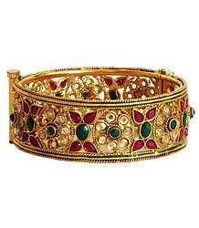 Stone Studded Polki Hinged Bracelet