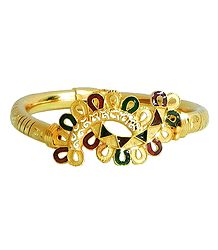 Meenakari Gold Plated Hinged Bracelet