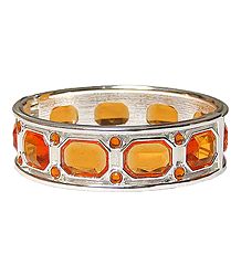 Metal with Cut Glass Hinged Bracelet