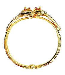 Meenakari Peacock Design Gold Plated Hinged Bracelet