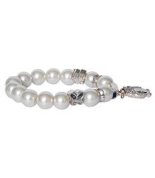 Off-White Beaded Stretch Charm Bracelet