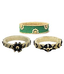 3 Jute with Wooden Bead Bracelet