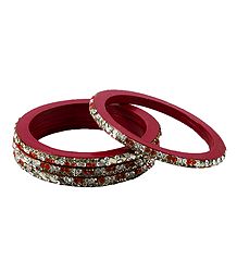 Stone Studded Red Lac Bangles