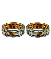 Set of 2 Stone Studded Lac Bangles