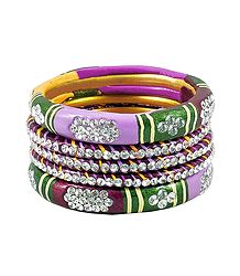 5 Stone Studded Multicolor Lac Bangles