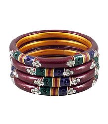 White Stone Studded Lac Bangles