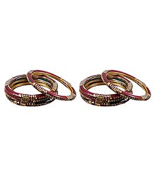 Set of 2 Stone Studded Maroon Lac Bangles