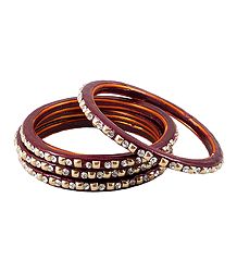Stone Studded Maroon Lac Bangles