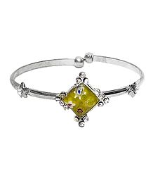 Yellow Stone Metal Cuff Bracelet
