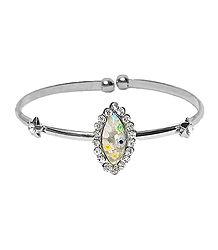 White Stone Metal Cuff Bracelet