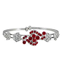 Red and White Stone Studded Cuff Bracelet