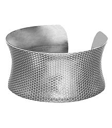 White Carved Metal Cuff Bracelet