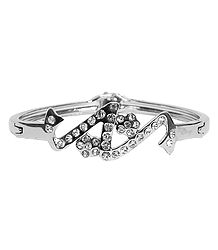 Stone Studded Metal Hinged Bracelet