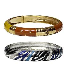 Set of 2 Metal Hinged Bracelets