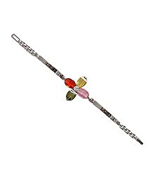 Multicolor Stone Studded Metal Tennis Bracelet