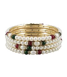 Faux Pearl Bead Bangles