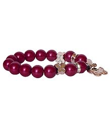 Red Beaded Stretch Charm Bracelet