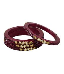 Stone Studded Maroon Lac Bangles