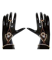 Pair of Faux Zirconia and Garnet Studded Ring Bracelet