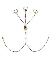 Stone Studded Ring Bracelet for One Hand