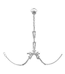 White Stone Studded Ring Bracelet For One Hand