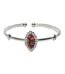 Red Stone Metal Cuff Bracelet