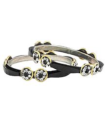 Pair of Stone Studded Black Bangles
