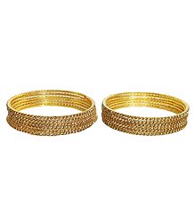 12 Golden Glitter Synthetic Bangles