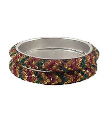 A Pair of Multicolor Stone Studded Bangles