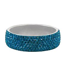 Dark Cyan Stone Studded Metal Bracelet