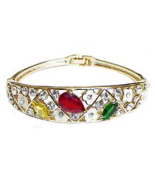 Red, Green and White Stone Studded Cuff Bracelet