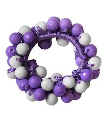 Mauve and White Acrylic Beaded Stretch Bracelet