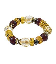 Yellow Crystal Beaded Stretch Bracelet