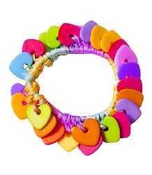 Multicolor Heart Shaped Stretch Bead Bracelet