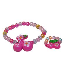 Pink Beaded Stretch Bracelet with Ring