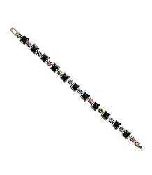 Stone Studded Metal Tennis Bracelet