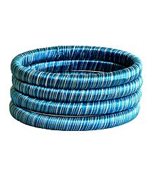 Cyan and White Thread Bangles