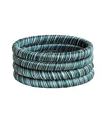 Green and White Thread Bangles