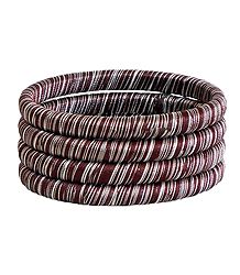 Dark Brown and White Thread Bangles