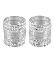 Set of 2 White Metal Bangles