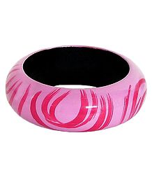 Dark Pink Design on Light Pink Wood Bracelet