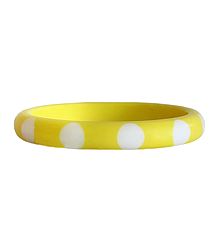 White Dot on Yellow Acrylic Bracelet