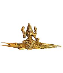 Goddess Ganga Sitting on Makara - Brass Statue