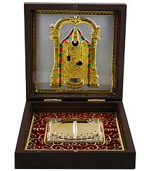 Lord Venkateshwara with Charan - Gold Plated Statue