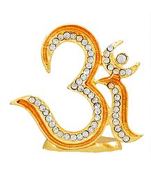 Gold Plated and Stone Studded Om