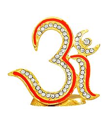 Gold Plated and Stone Studded Om