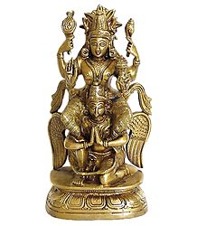Lord Vishnu Sitting on Garuda - Brass Statue