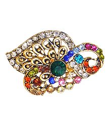 Multicolor Stone Studded Metal Brooch